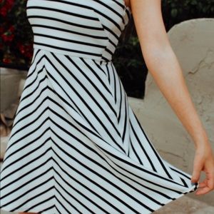 Black and white striped dress